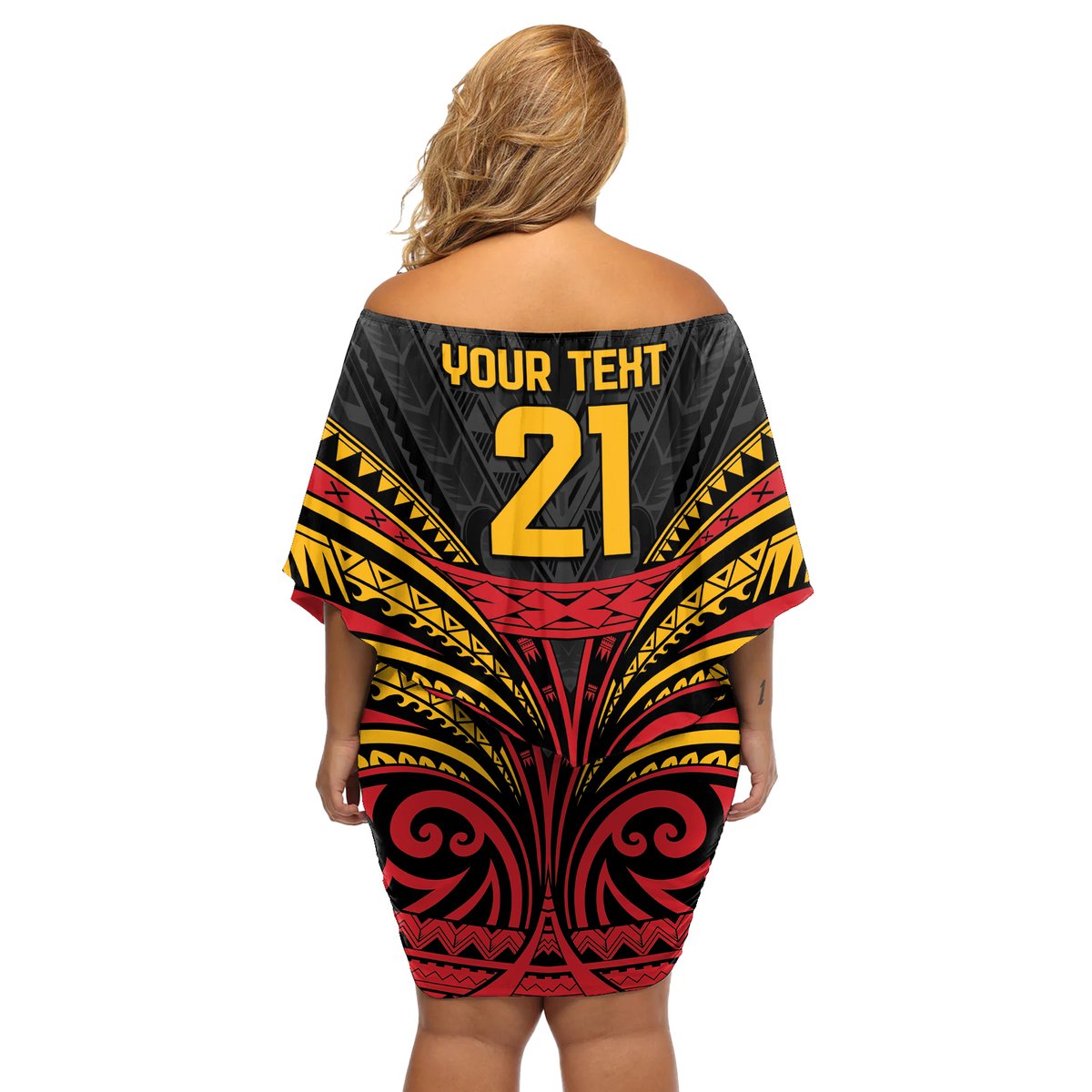 Custom Papua New Guinea Cricket Off Shoulder Short Dress PNG Emblem Mix Polyneisan Pattern LT9 - Polynesian Pride