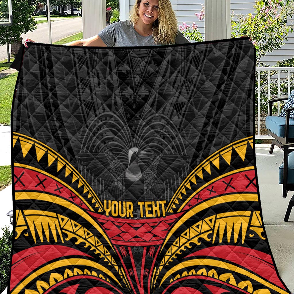 Custom Papua New Guinea Cricket Quilt PNG Emblem Mix Polyneisan Pattern LT9 Black - Polynesian Pride