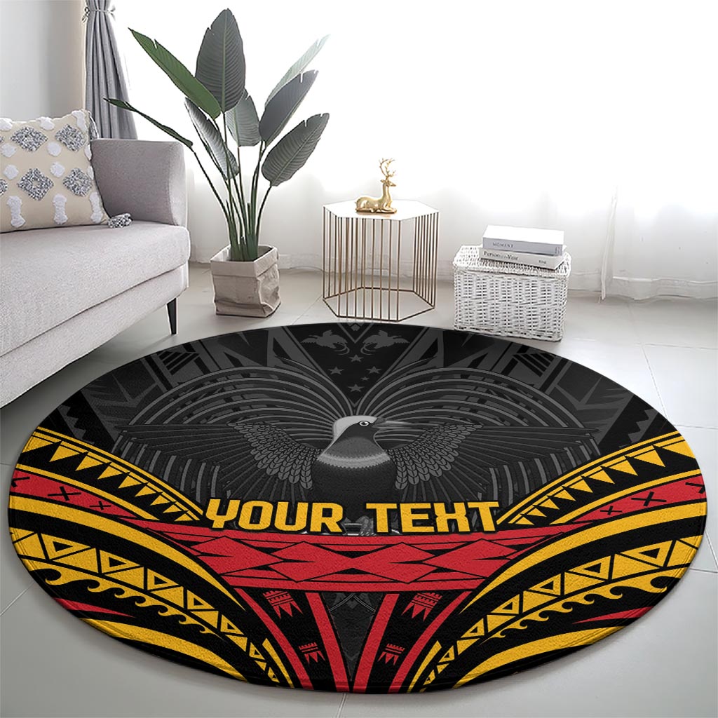 Custom Papua New Guinea Cricket Round Carpet PNG Emblem Mix Polyneisan Pattern LT9 - Polynesian Pride