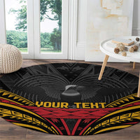 Custom Papua New Guinea Cricket Round Carpet PNG Emblem Mix Polyneisan Pattern LT9 - Polynesian Pride