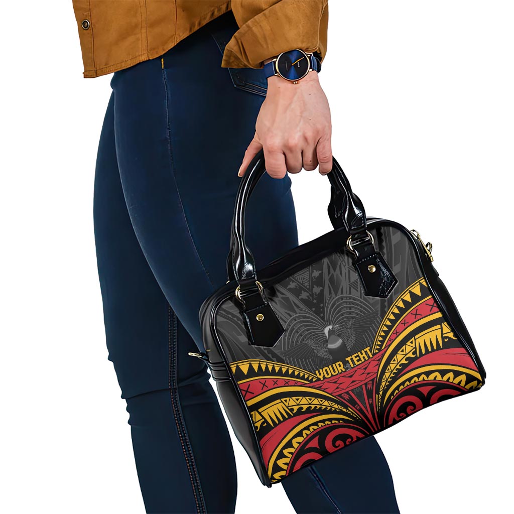 Custom Papua New Guinea Cricket Shoulder Handbag PNG Emblem Mix Polyneisan Pattern LT9 - Polynesian Pride