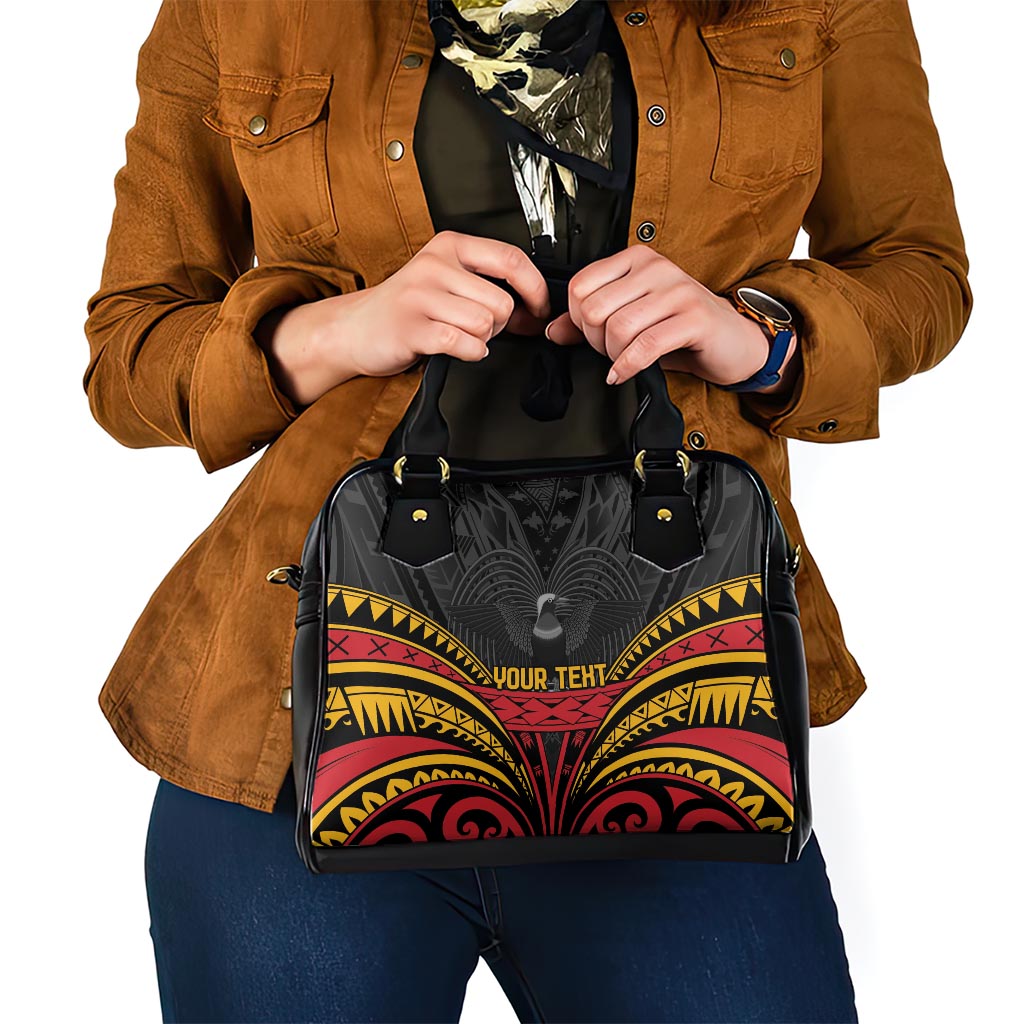 Custom Papua New Guinea Cricket Shoulder Handbag PNG Emblem Mix Polyneisan Pattern LT9 - Polynesian Pride