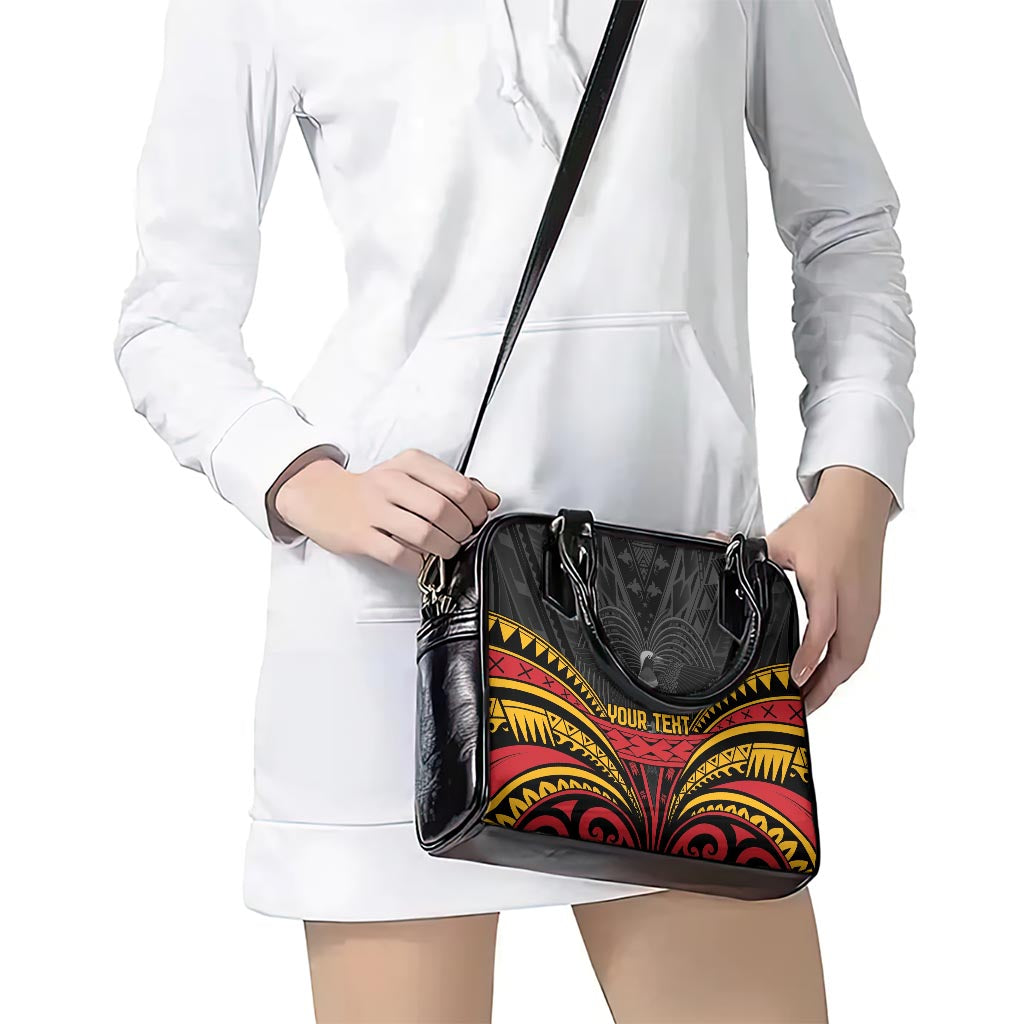 Custom Papua New Guinea Cricket Shoulder Handbag PNG Emblem Mix Polyneisan Pattern LT9 - Polynesian Pride