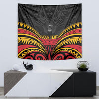 Custom Papua New Guinea Cricket Tapestry PNG Emblem Mix Polyneisan Pattern LT9 - Polynesian Pride