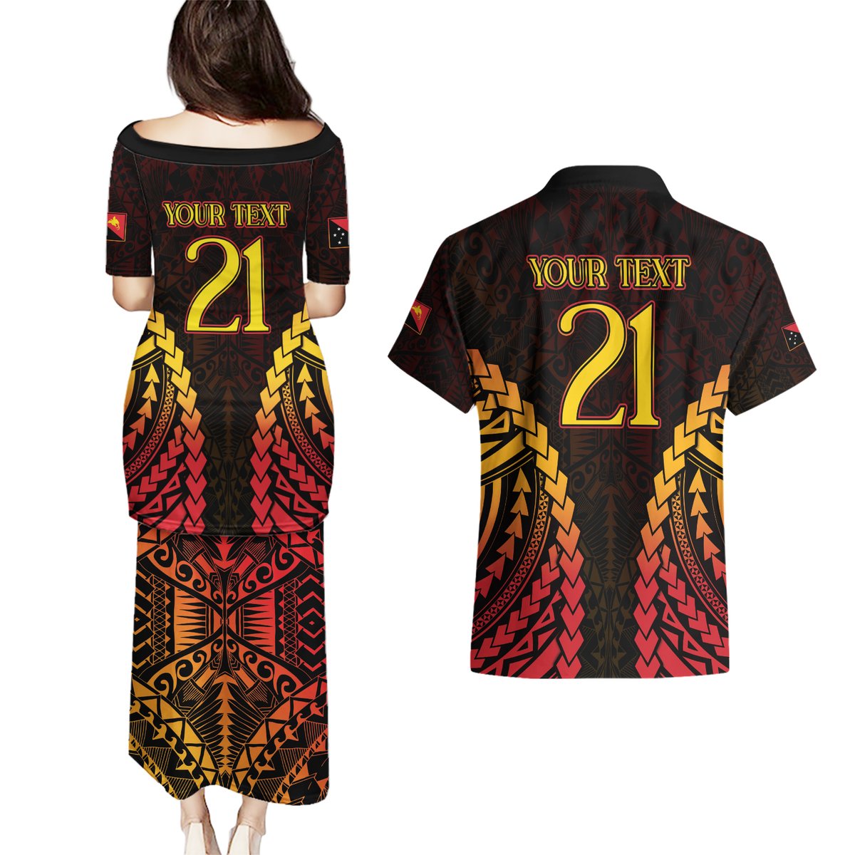 Custom Papua New Guinea Cricket Couples Matching Puletasi and Hawaiian Shirt Go Barramundis LT9 - Polynesian Pride