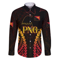 Custom Papua New Guinea Cricket Family Matching Off The Shoulder Long Sleeve Dress and Hawaiian Shirt Go Barramundis LT9 Dad's Shirt - Long Sleeve Black - Polynesian Pride