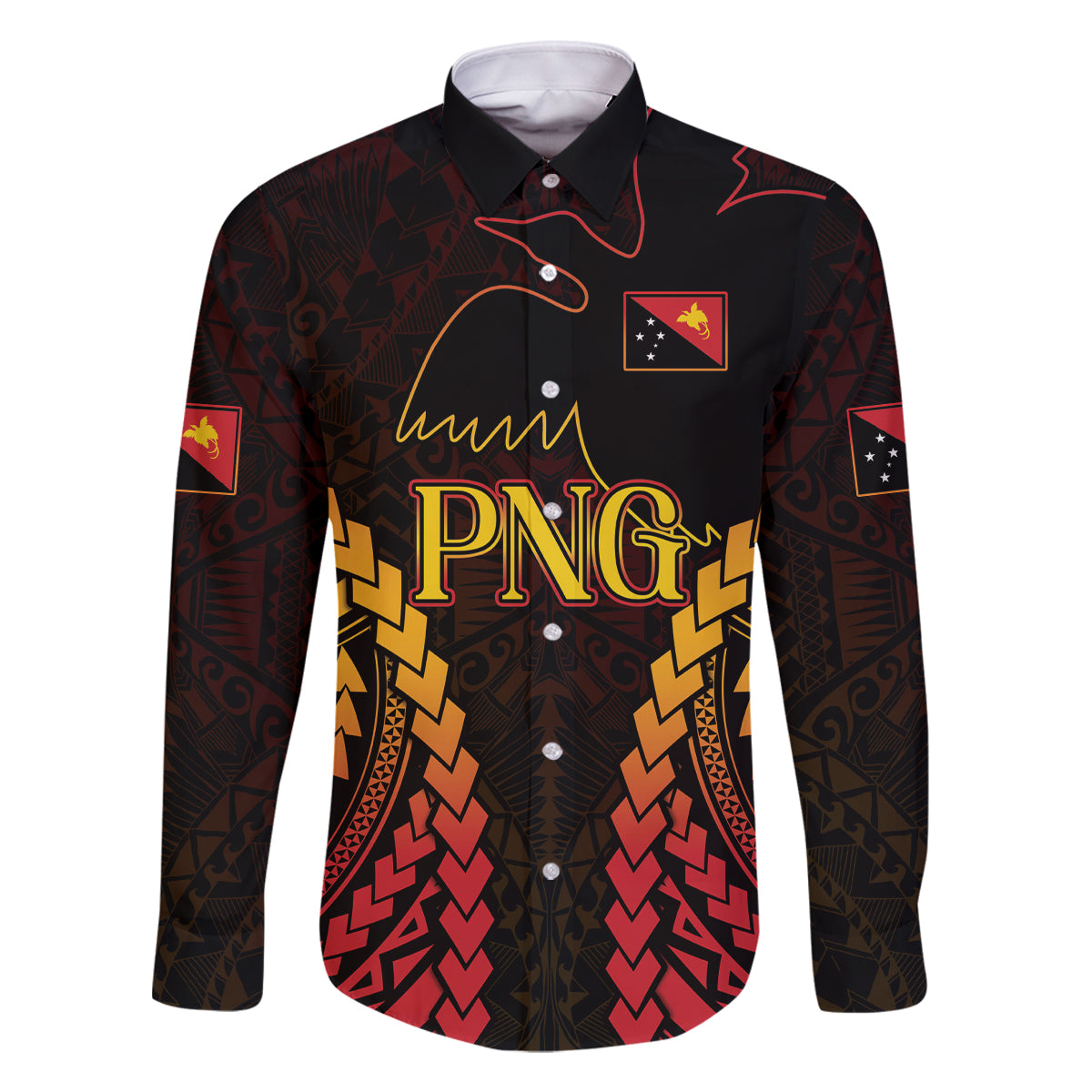 Custom Papua New Guinea Cricket Family Matching Off Shoulder Maxi Dress and Hawaiian Shirt Go Barramundis LT9 Dad's Shirt - Long Sleeve Black - Polynesian Pride