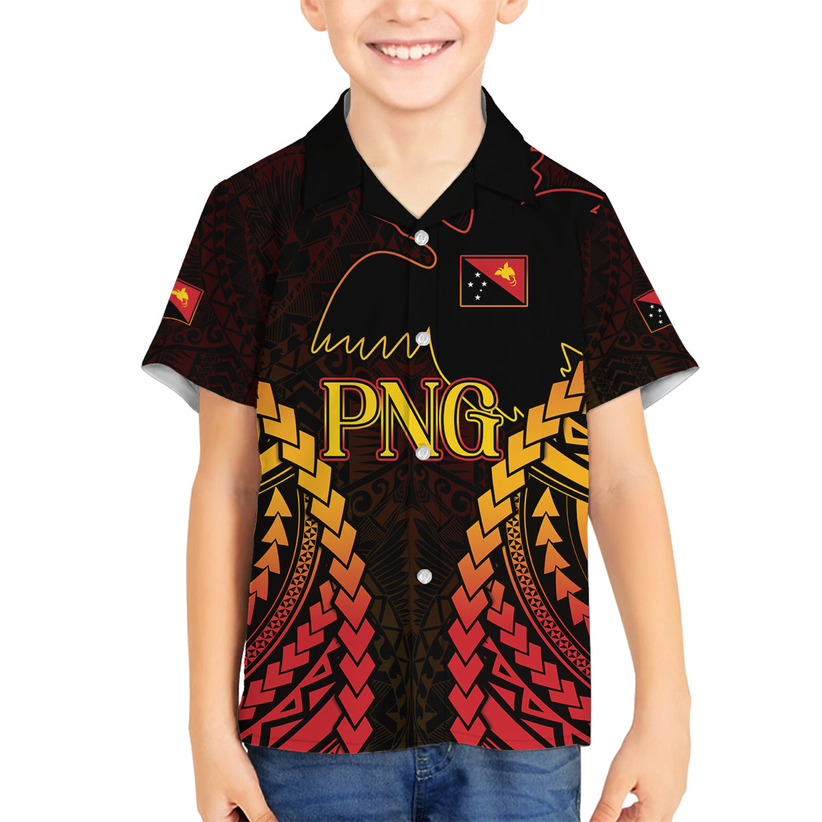 Custom Papua New Guinea Cricket Family Matching Tank Maxi Dress and Hawaiian Shirt Go Barramundis LT9 Son's Shirt Black - Polynesian Pride