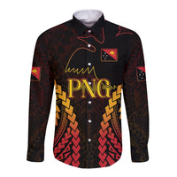 Custom Papua New Guinea Cricket Long Sleeve Button Shirt Go Barramundis