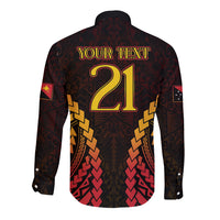 Custom Papua New Guinea Cricket Long Sleeve Button Shirt Go Barramundis