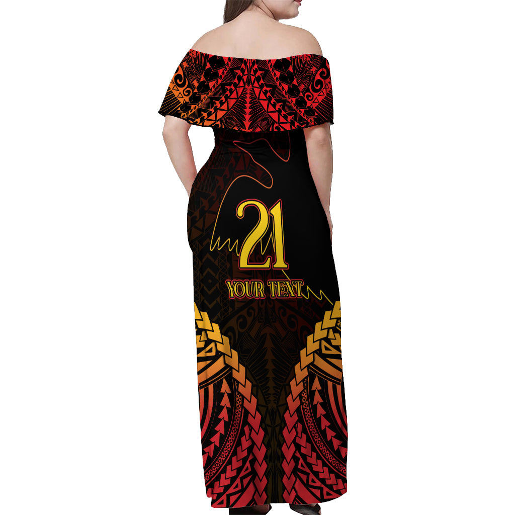 Custom Papua New Guinea Cricket Off Shoulder Maxi Dress Go Barramundis LT9 - Polynesian Pride