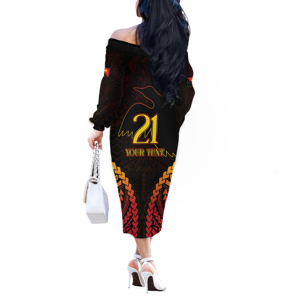 Custom Papua New Guinea Cricket Off The Shoulder Long Sleeve Dress Go Barramundis