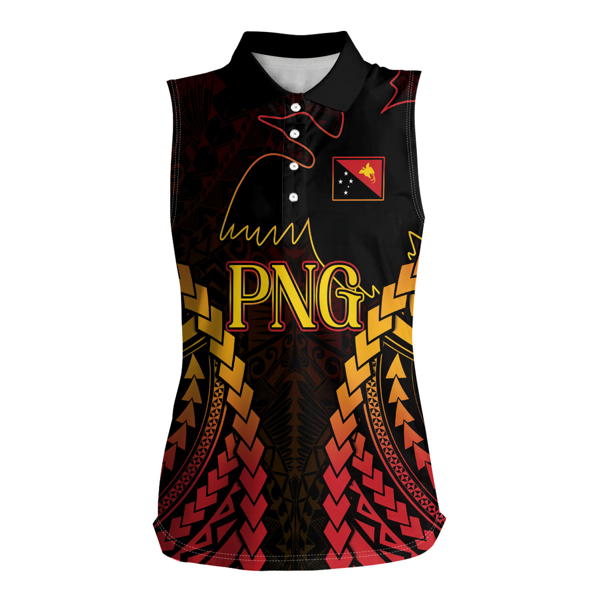 Custom Papua New Guinea Cricket Women Sleeveless Polo Shirt Go Barramundis LT9 Female Black - Polynesian Pride