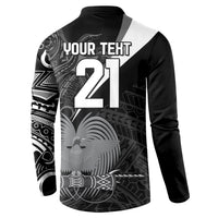 Custom Papua New Guinea Cricket Button Sweatshirt Tribal Bird of Paradise Tattoo LT9 - Polynesian Pride