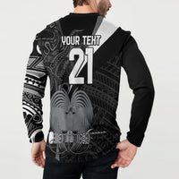 Custom Papua New Guinea Cricket Button Sweatshirt Tribal Bird of Paradise Tattoo LT9 - Polynesian Pride