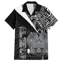 Custom Papua New Guinea Cricket Family Matching Summer Maxi Dress and Hawaiian Shirt Tribal Bird of Paradise Tattoo LT9 Dad's Shirt - Short Sleeve Black - Polynesian Pride