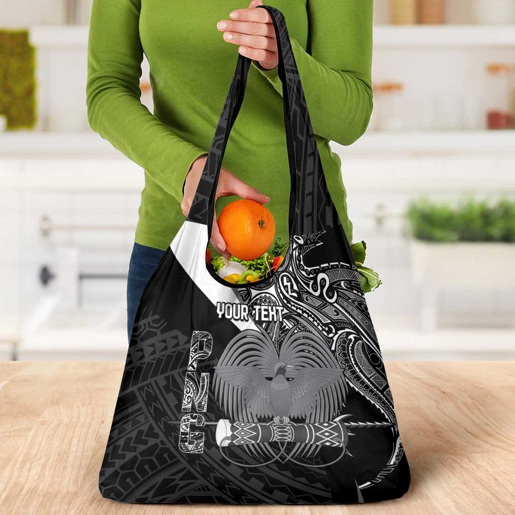 Custom Papua New Guinea Cricket Grocery Bag Tribal Bird of Paradise Tattoo