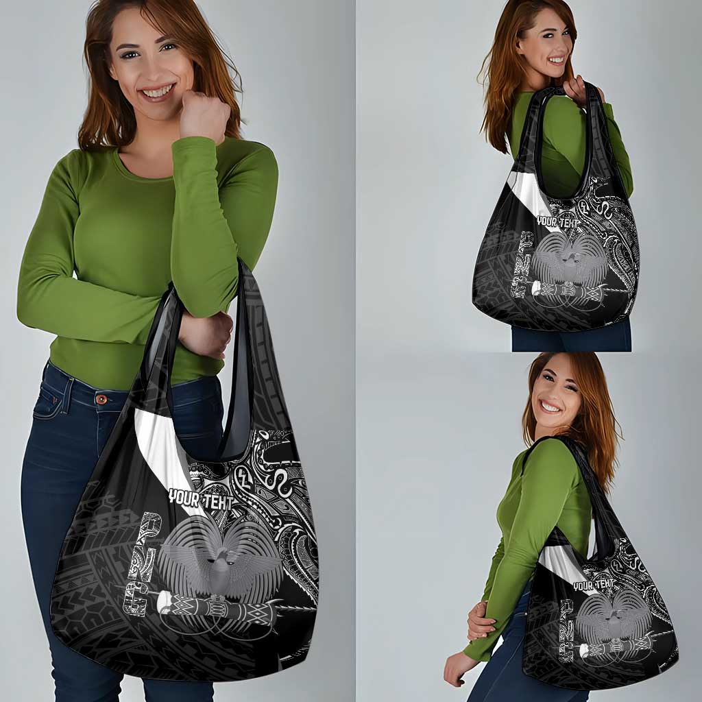 Custom Papua New Guinea Cricket Grocery Bag Tribal Bird of Paradise Tattoo