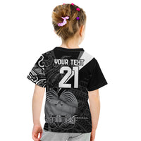 Custom Papua New Guinea Cricket Kid T Shirt Tribal Bird of Paradise Tattoo