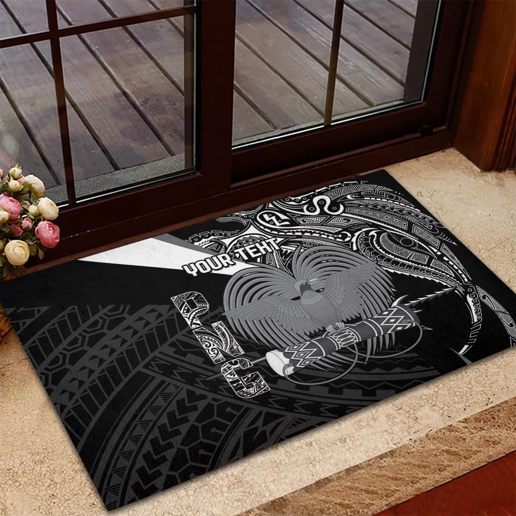 Custom Papua New Guinea Cricket Rubber Doormat Tribal Bird of Paradise Tattoo