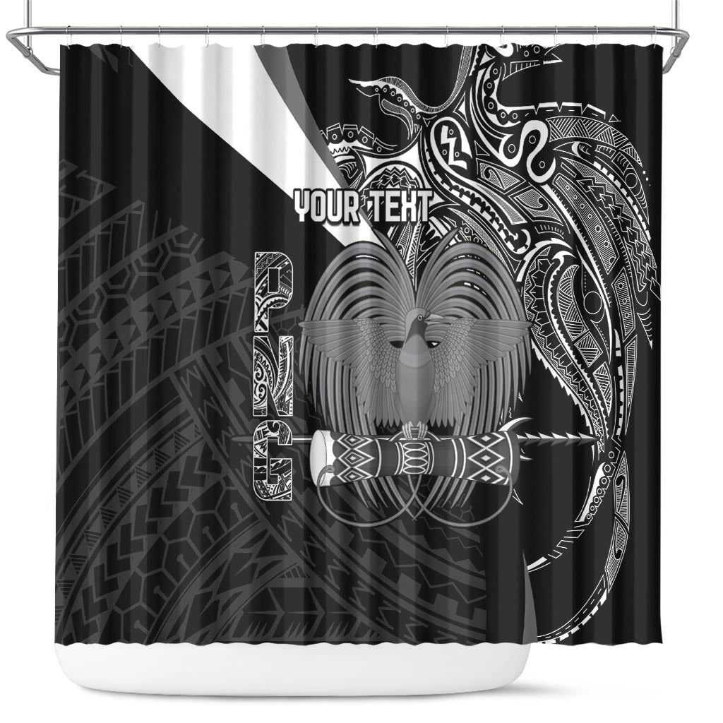 Custom Papua New Guinea Cricket Shower Curtain Tribal Bird of Paradise Tattoo LT9 Black - Polynesian Pride