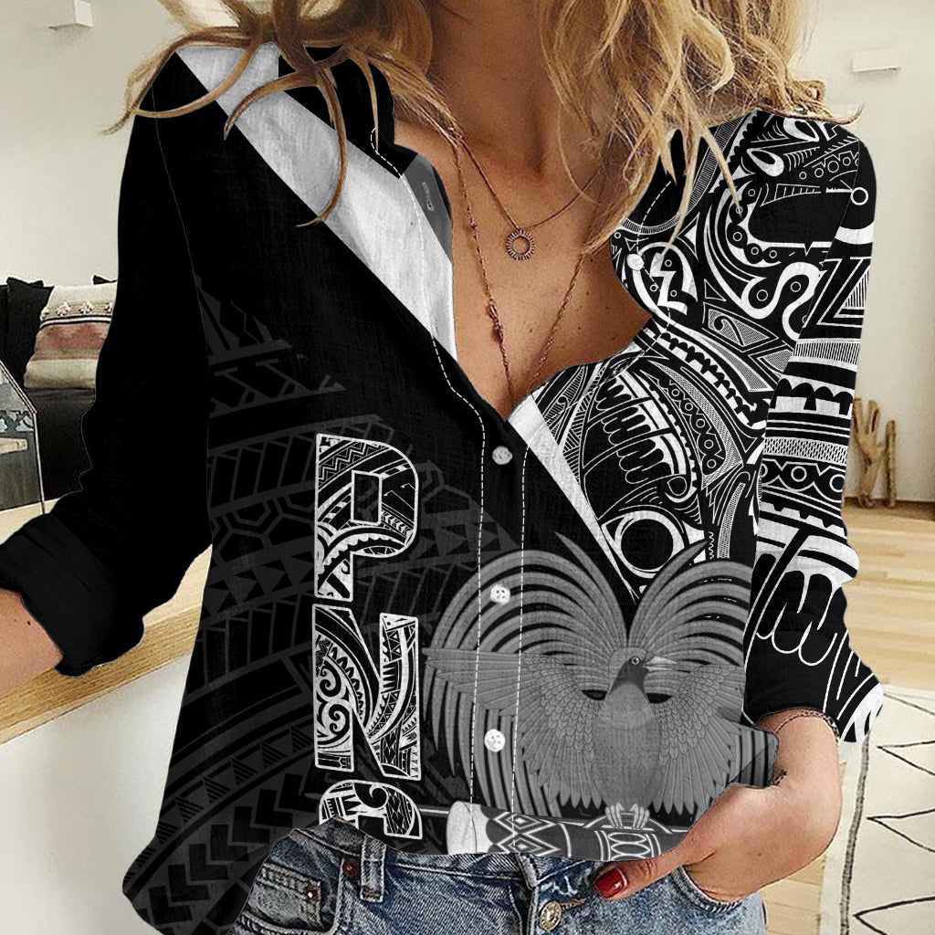 Custom Papua New Guinea Cricket Women Casual Shirt Tribal Bird of Paradise Tattoo