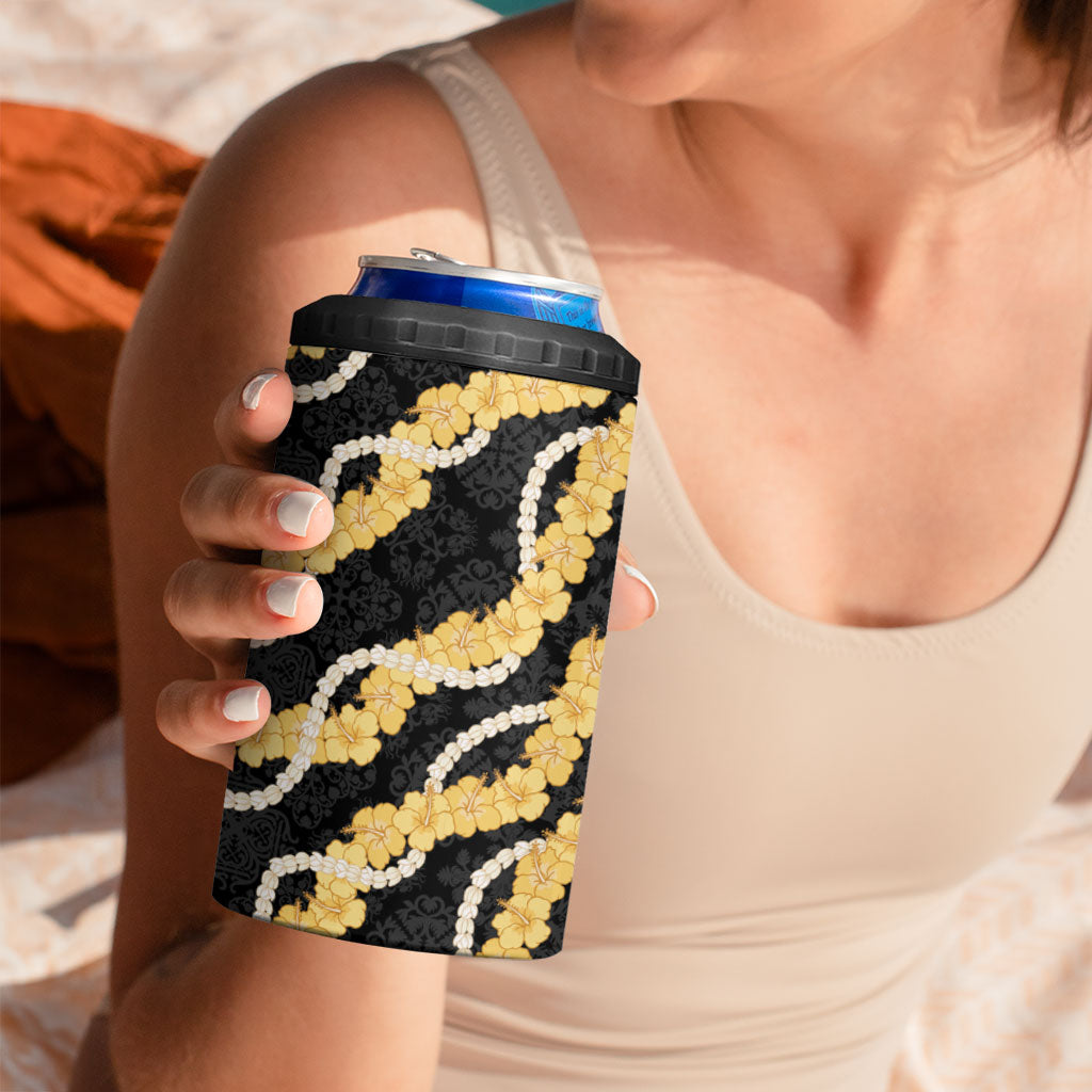 Aloha Melemele Hibiscus Pikake Lei 4 in 1 Can Cooler Tumbler Hawaiian Quilt Pattern