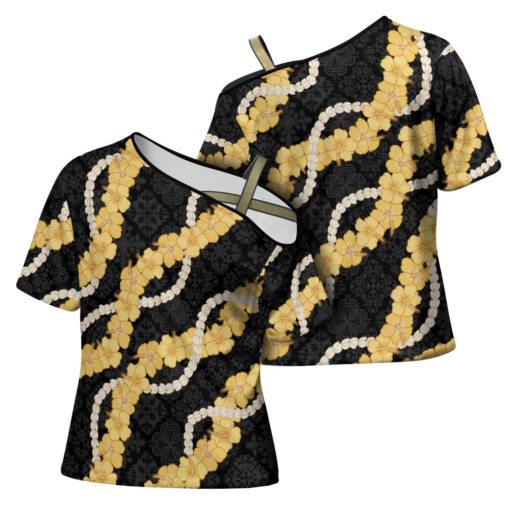 Aloha Melemele Hibiscus Pikake Lei Cross Shoulder Shirt Hawaiian Quilt Pattern