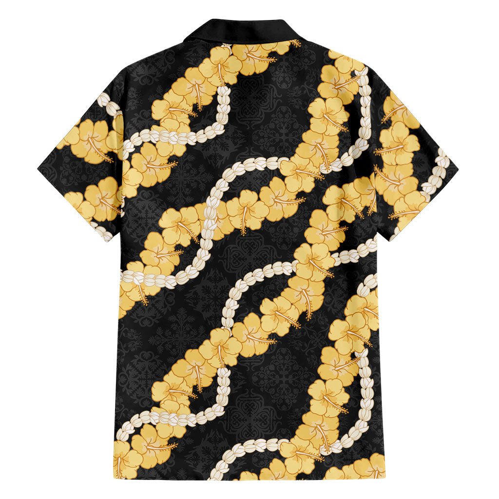 Aloha Melemele Hibiscus Pikake Lei Family Matching Off Shoulder Short Dress and Hawaiian Shirt Hawaiian Quilt Pattern LT9 - Polynesian Pride
