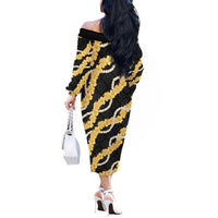 Aloha Melemele Hibiscus Pikake Lei Off The Shoulder Long Sleeve Dress Hawaiian Quilt Pattern