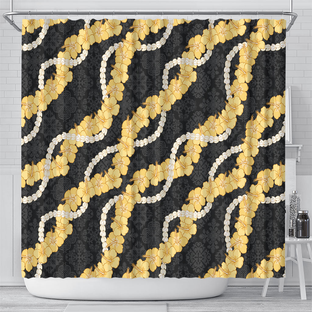 Aloha Melemele Hibiscus Pikake Lei Shower Curtain Hawaiian Quilt Pattern