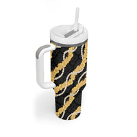 Aloha Melemele Hibiscus Pikake Lei Tumbler With Handle Hawaiian Quilt Pattern
