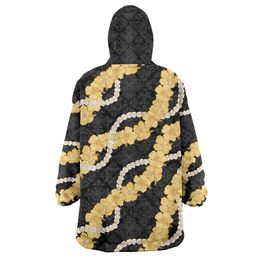 Aloha Melemele Hibiscus Pikake Lei Wearable Blanket Hoodie Hawaiian Quilt Pattern