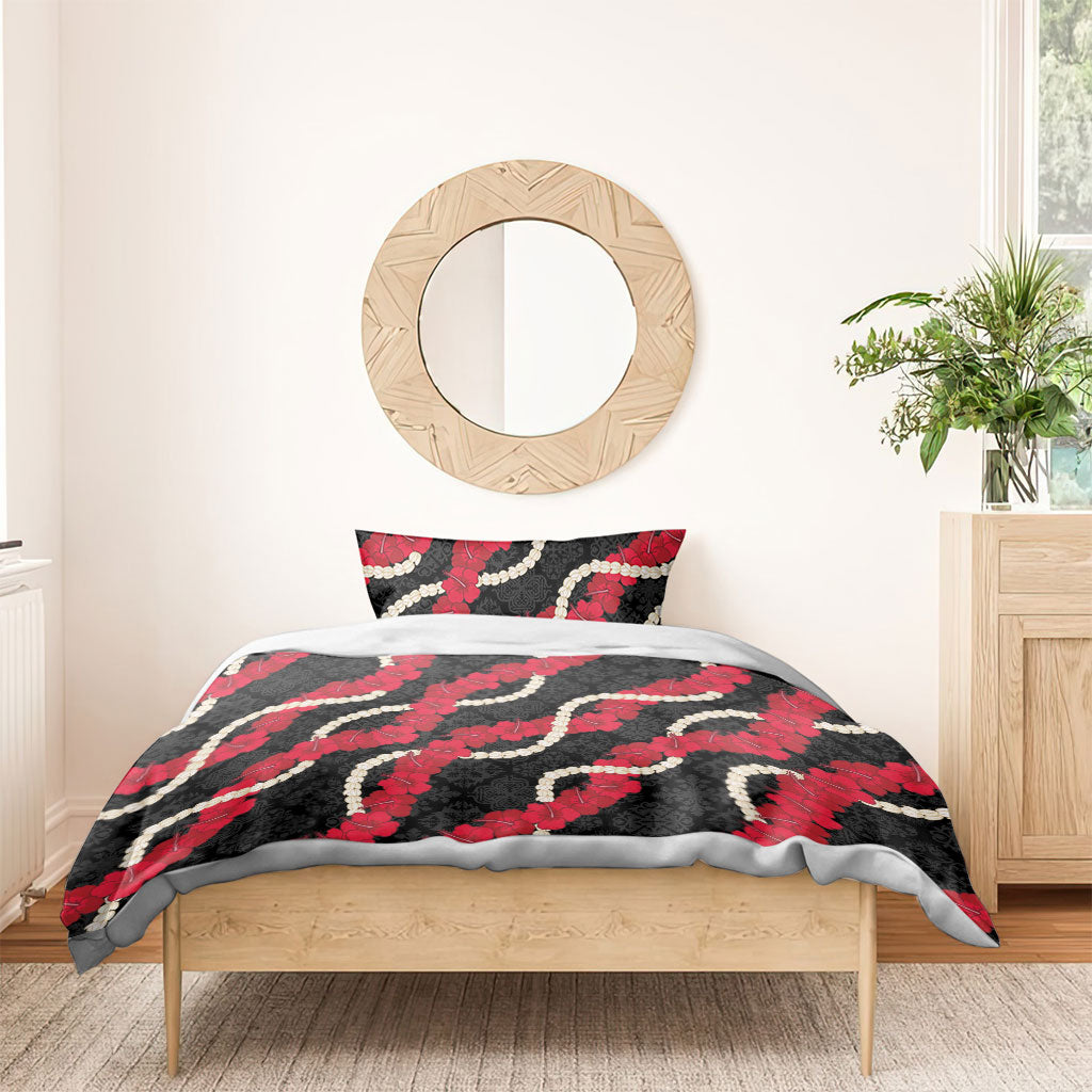 Aloha Ula'ula Hibiscus Pikake Lei Bedding Set Hawaiian Quilt Pattern