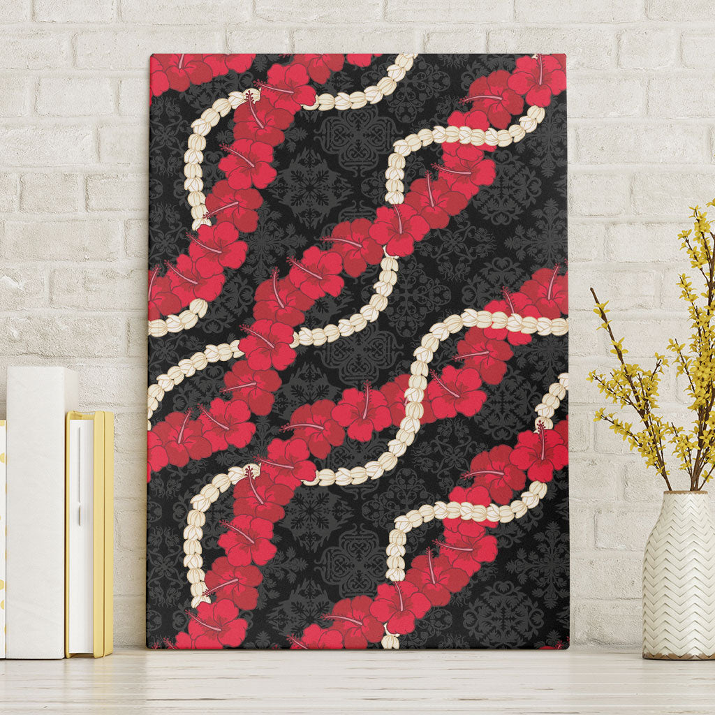 Aloha Ula'ula Hibiscus Pikake Lei Canvas Wall Art Hawaiian Quilt Pattern