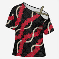 Aloha Ula'ula Hibiscus Pikake Lei Cross Shoulder Shirt Hawaiian Quilt Pattern