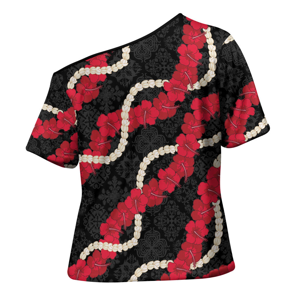 Aloha Ula'ula Hibiscus Pikake Lei Cross Shoulder Shirt Hawaiian Quilt Pattern