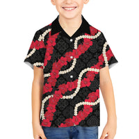 Aloha Ula'ula Hibiscus Pikake Lei Family Matching Puletasi and Hawaiian Shirt Hawaiian Quilt Pattern
