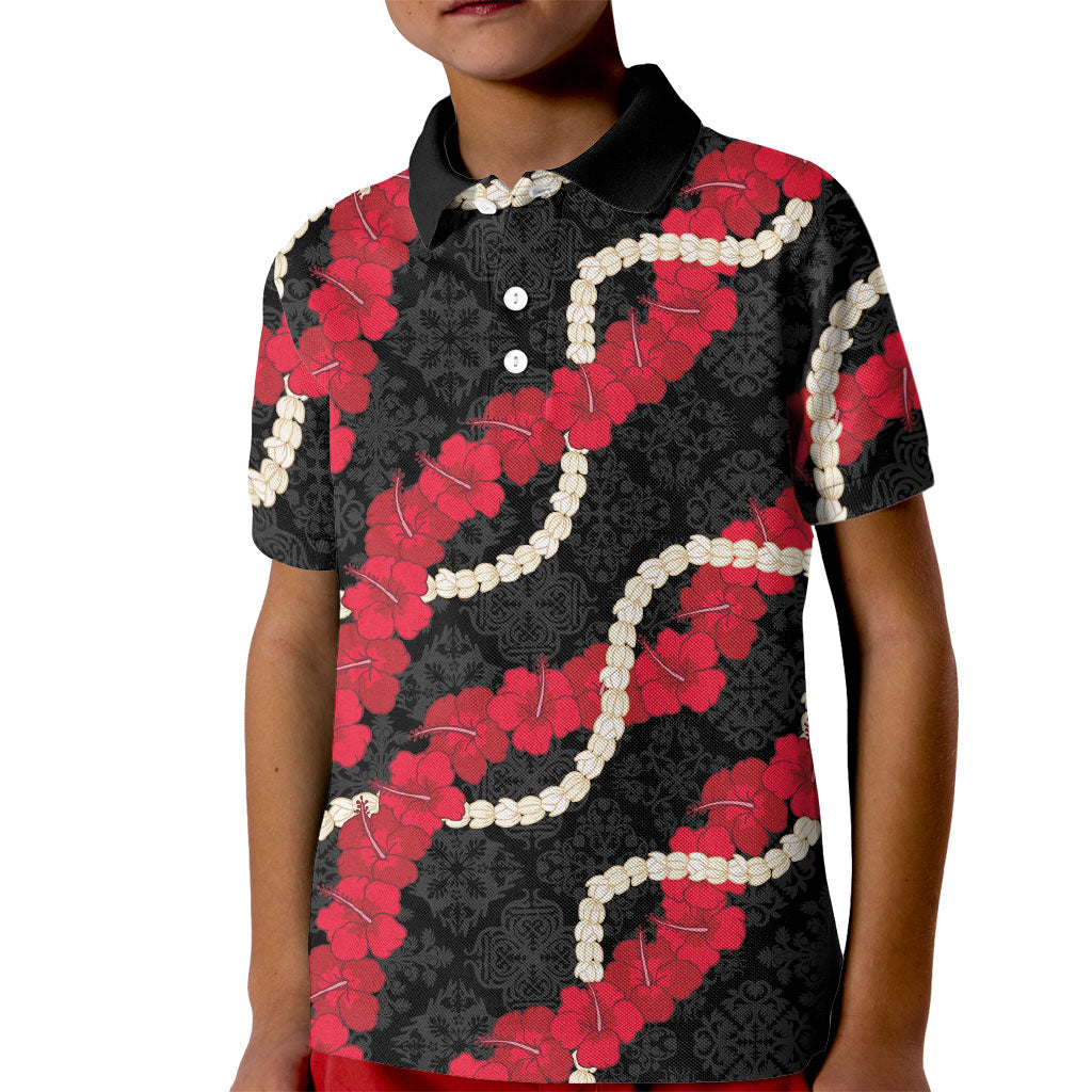 Aloha Ula'ula Hibiscus Pikake Lei Kid Polo Shirt Hawaiian Quilt Pattern