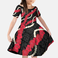 Aloha Ula'ula Hibiscus Pikake Lei Kid Short Sleeve Dress Hawaiian Quilt Pattern