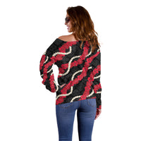 Aloha Ula'ula Hibiscus Pikake Lei Off Shoulder Sweater Hawaiian Quilt Pattern