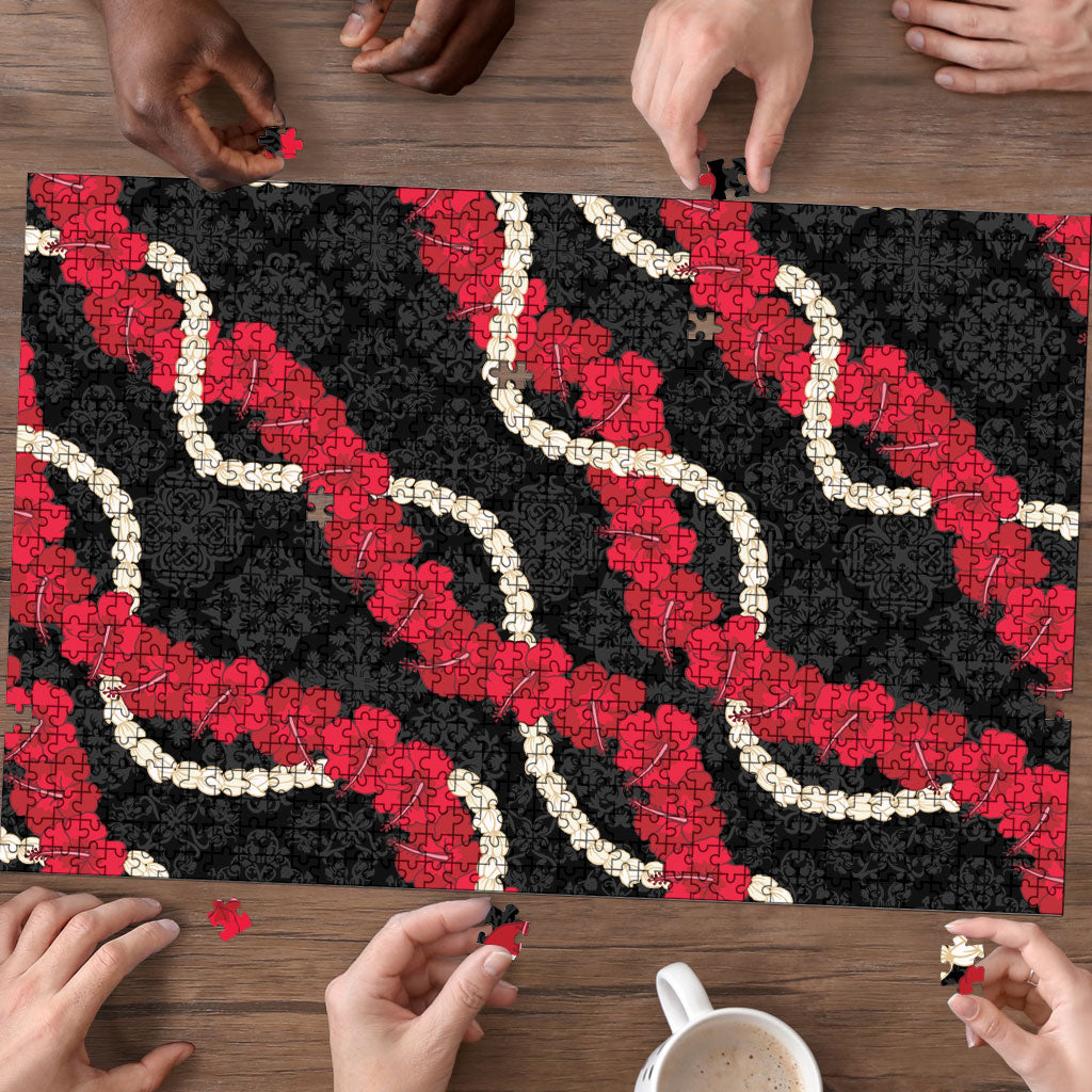 Aloha Ula'ula Hibiscus Pikake Lei Puzzle Hawaiian Quilt Pattern