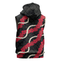Aloha Ula'ula Hibiscus Pikake Lei Sleeveless Hoodie Hawaiian Quilt Pattern LT9 - Polynesian Pride