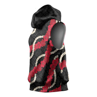 Aloha Ula'ula Hibiscus Pikake Lei Sleeveless Hoodie Hawaiian Quilt Pattern LT9 - Polynesian Pride