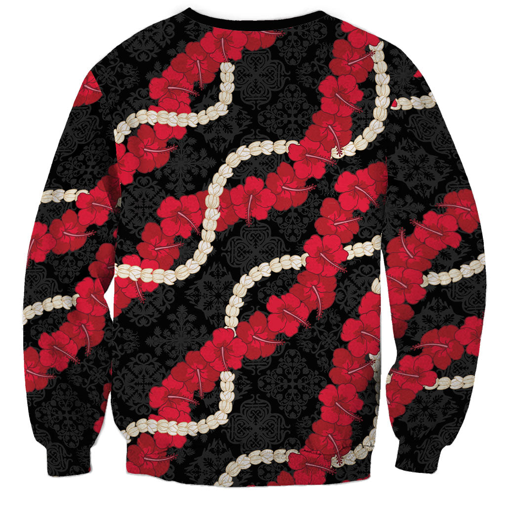 Aloha Ula'ula Hibiscus Pikake Lei Sweatshirt Hawaiian Quilt Pattern LT9 - Polynesian Pride