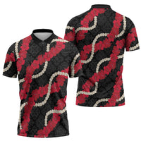 Aloha Ula'ula Hibiscus Pikake Lei Zipper Polo Shirt Hawaiian Quilt Pattern