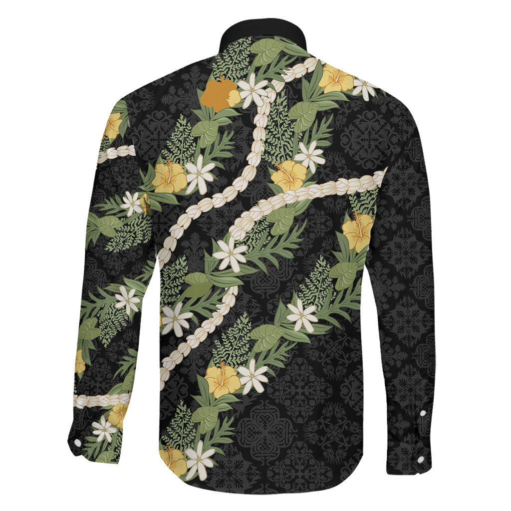 Puakenikeni Anthurium Pikake Lei Family Matching Off Shoulder Maxi Dress and Hawaiian Shirt Hawaiian Quilt Pattern LT9 - Polynesian Pride