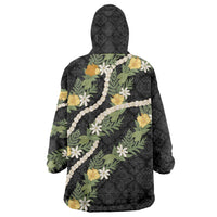 Puakenikeni Anthurium Pikake Lei Wearable Blanket Hoodie Hawaiian Quilt Pattern