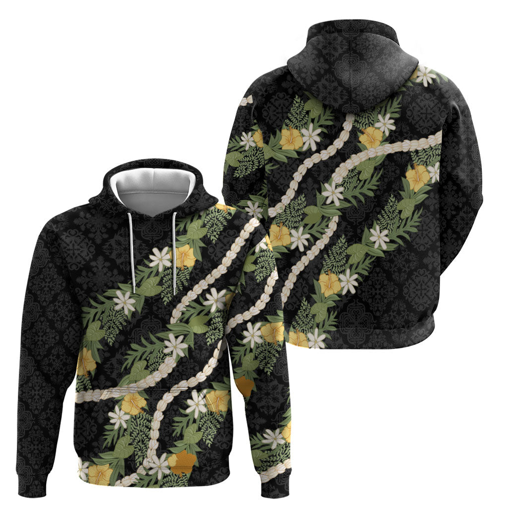 Puakenikeni Anthurium Pikake Lei Zip Hoodie Hawaiian Quilt Pattern