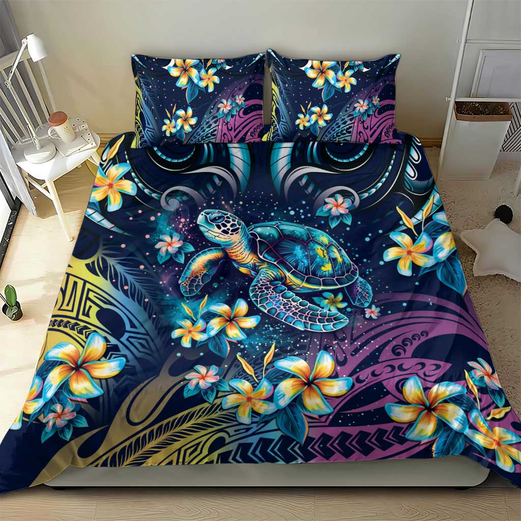 Plumeria Turtles Traditional Tribal Bedding Set